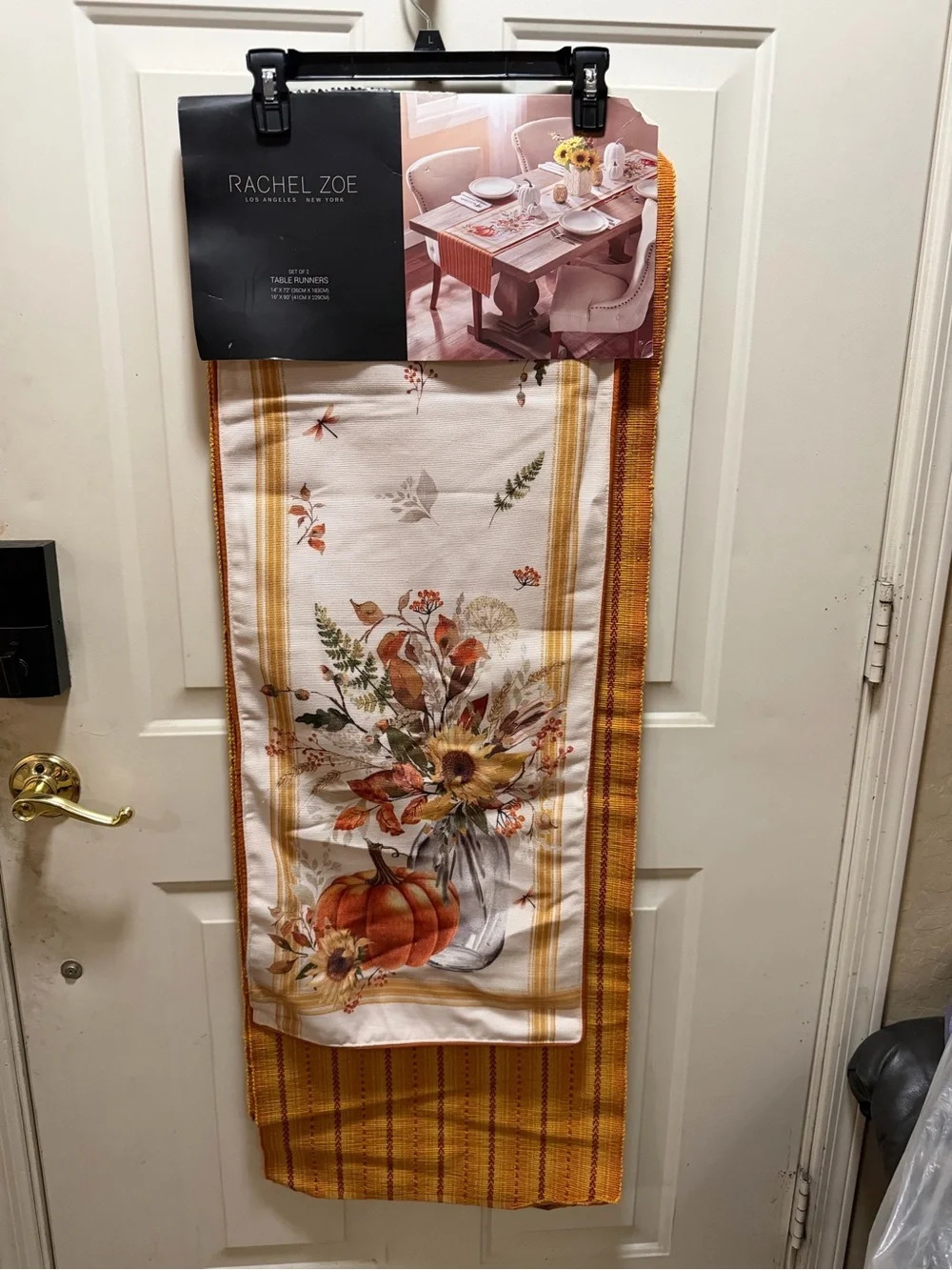 Rachel Zoe Fall Floral & Pumpkin Table Runners in Orange, Gold and Cream (125)